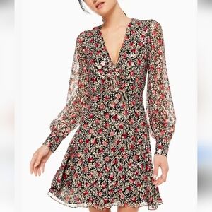 Kate Spade Silk Floral Park Clip Dot Long Sleeve Dress